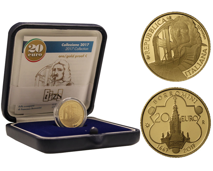  "350 anniversario della scomparsa di Francesco Borromini" - 20 Euro gr. 6,45 in oro 900/ 