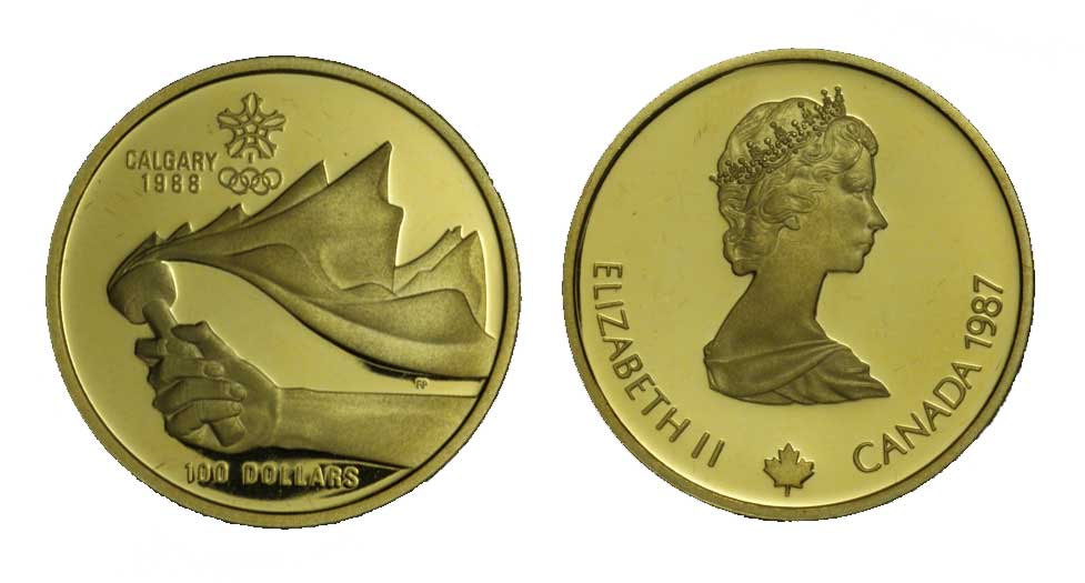 "Olimpiadi di Calgary" - 100 dollari gr. 13,34 in oro 583/000