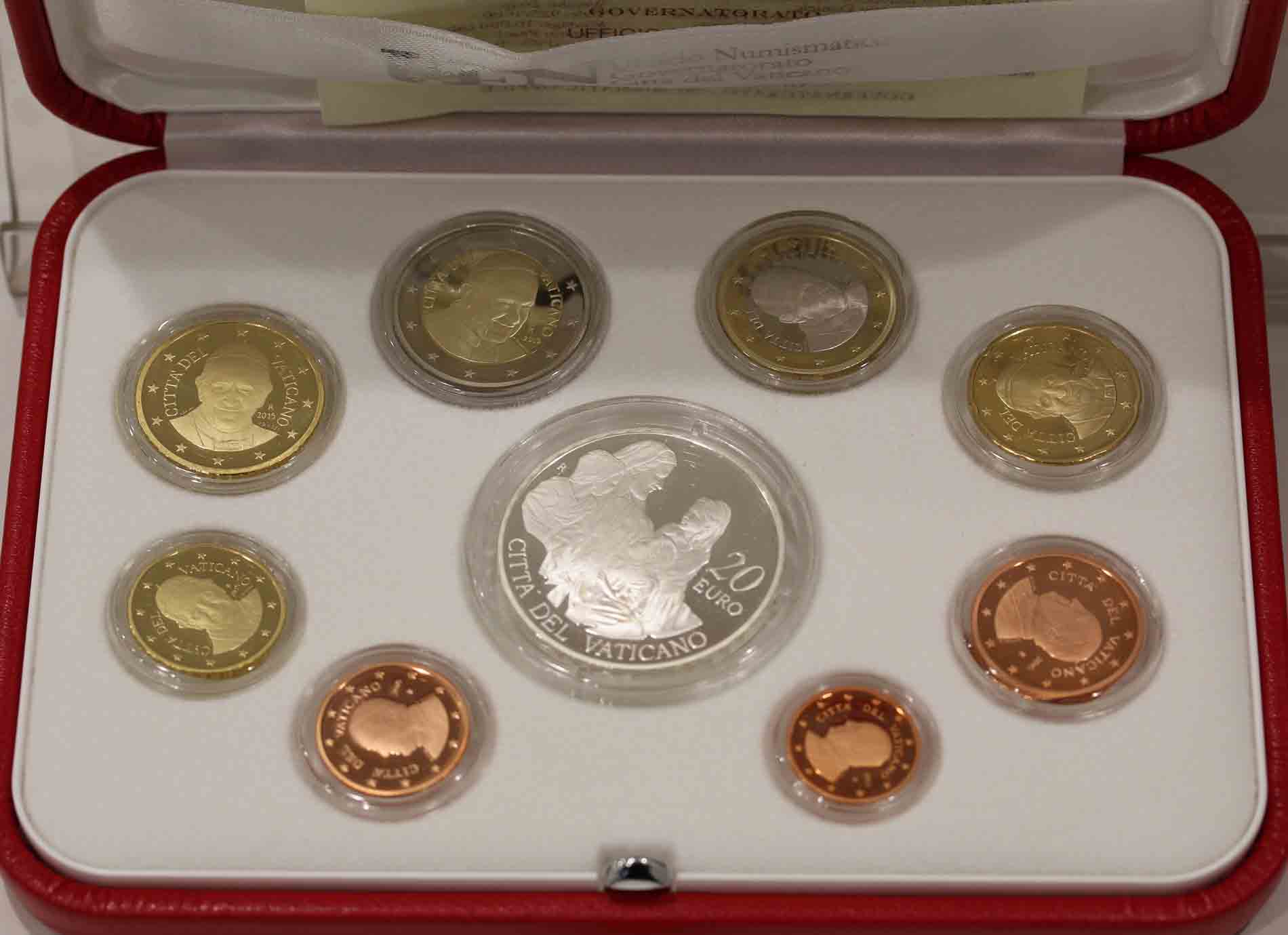 Papa Francesco - Serie completa di 8 monete in confezione originale con moneta da 20 euro in argento