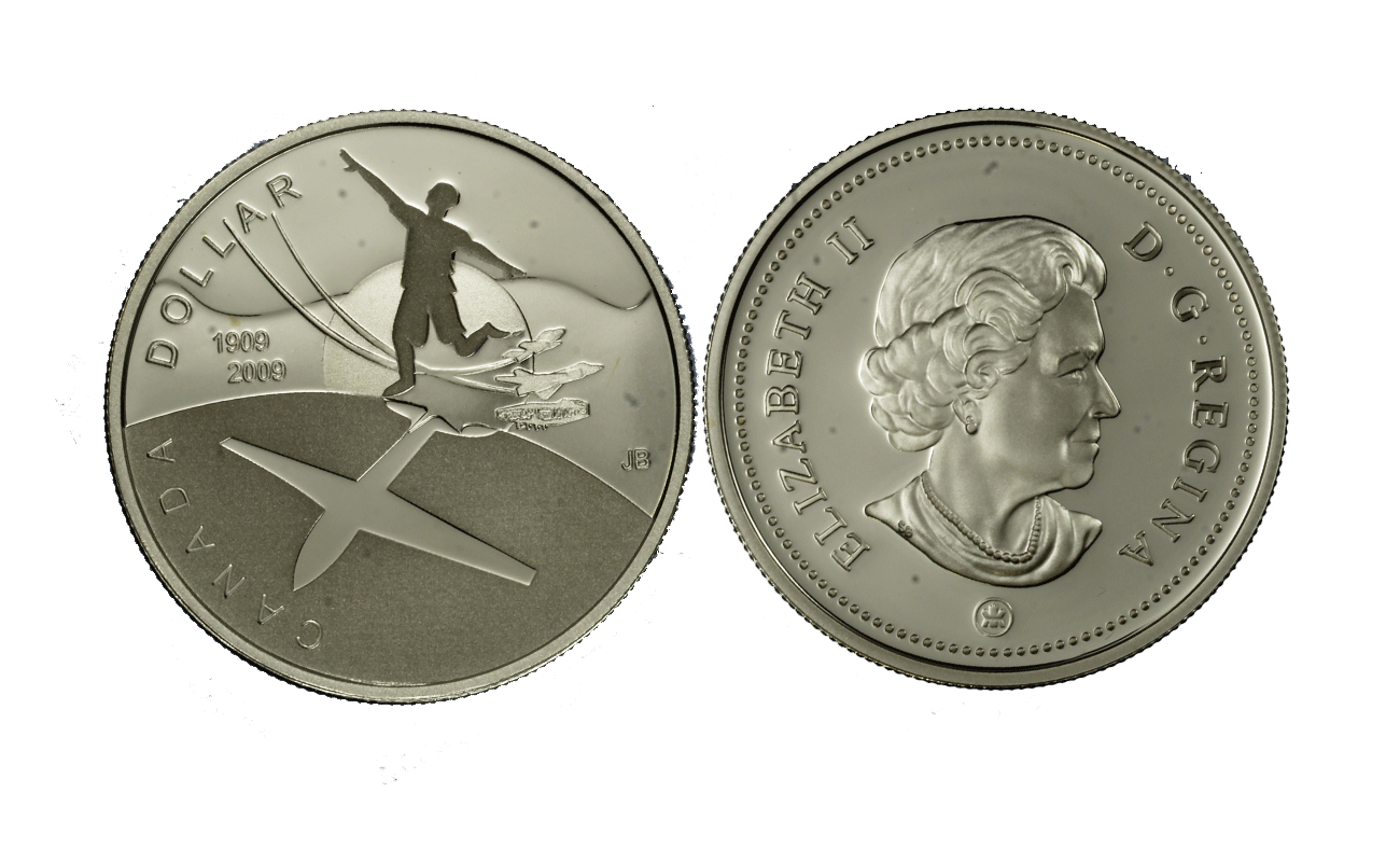 "100 del volo in Canada" - Regina Elisabetta II - Dollaro gr. 25,17 in arg. 999/
