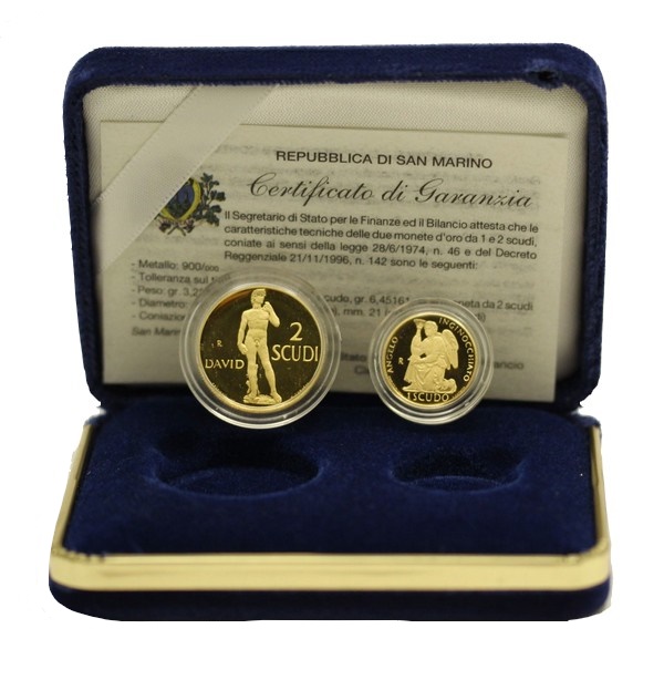 1 e 2  scudi gr. 9,67  in oro 900/000 - conf. originale