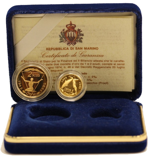 1 e 2 scudi gr. 9,67 in oro 900/000 - conf. originale