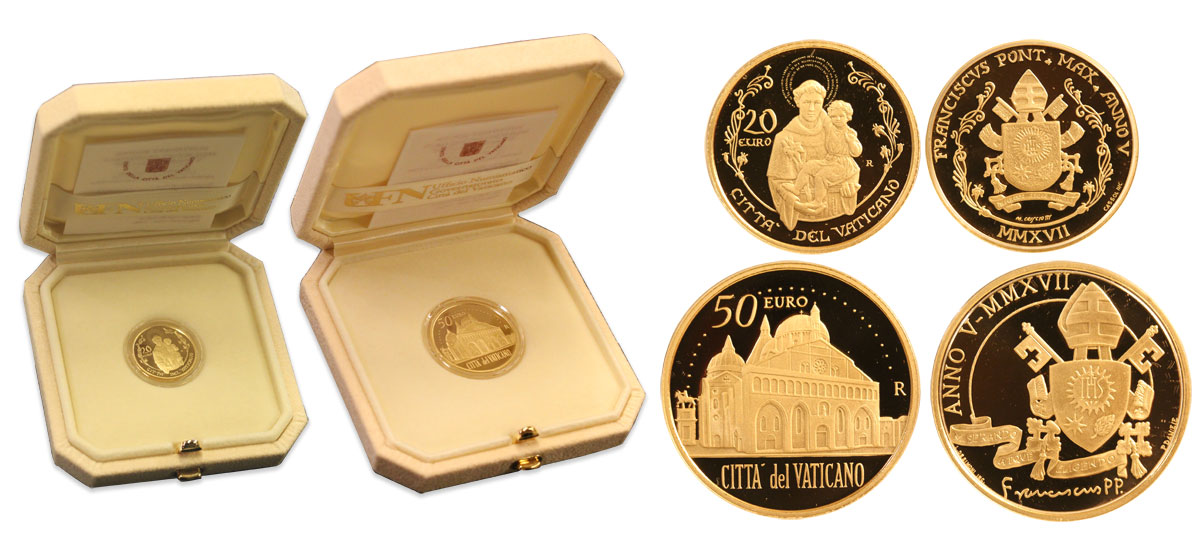 Basilica di S.Antonio da Padova - 20 + 50 euro in oro