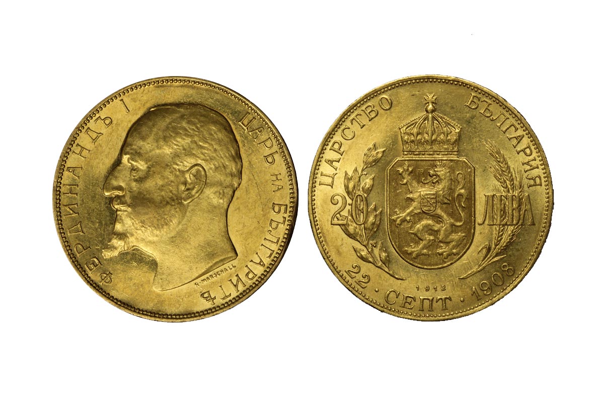 Re Ferdinando I - 20 leva gr.6,45 in oro 900/ - ritocco al bordo