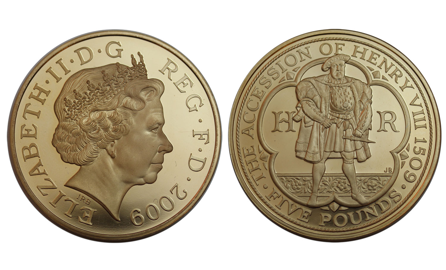 500 Anniversario Incoronazione Enrico VIII - 5 sterline gr. 39,94 in oro 917/000 - senza conf. originale