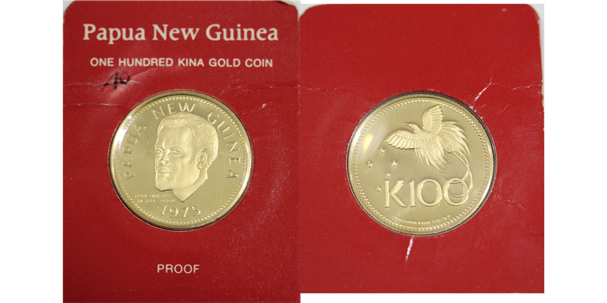 "Indipendenza"  - 100 kina gr. 9,57 in oro 900/000 