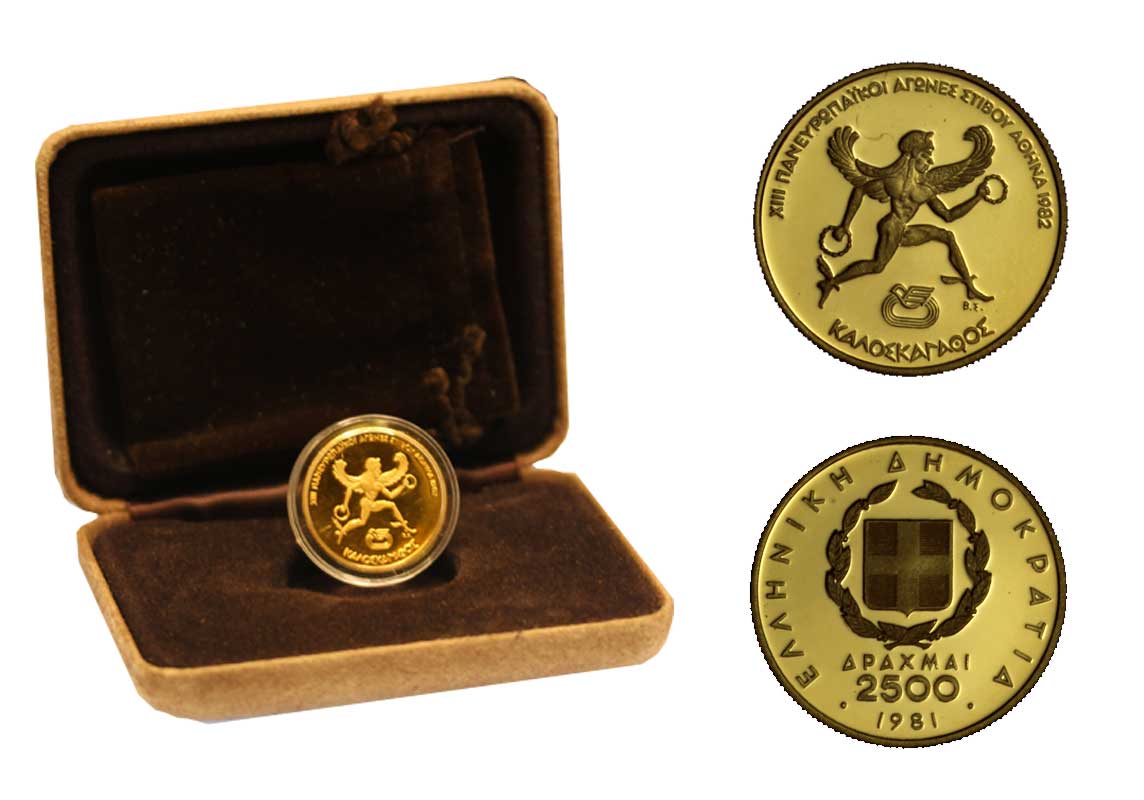 Agone - 2.500 dracme gr. 6,45 in oro 900/000 - conf. originale