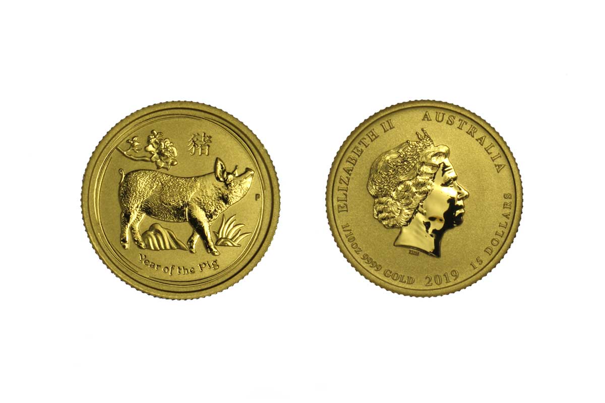Calendario Cinese Anno del Maiale - 15 dollari gr. 3,11 in oro 999/000