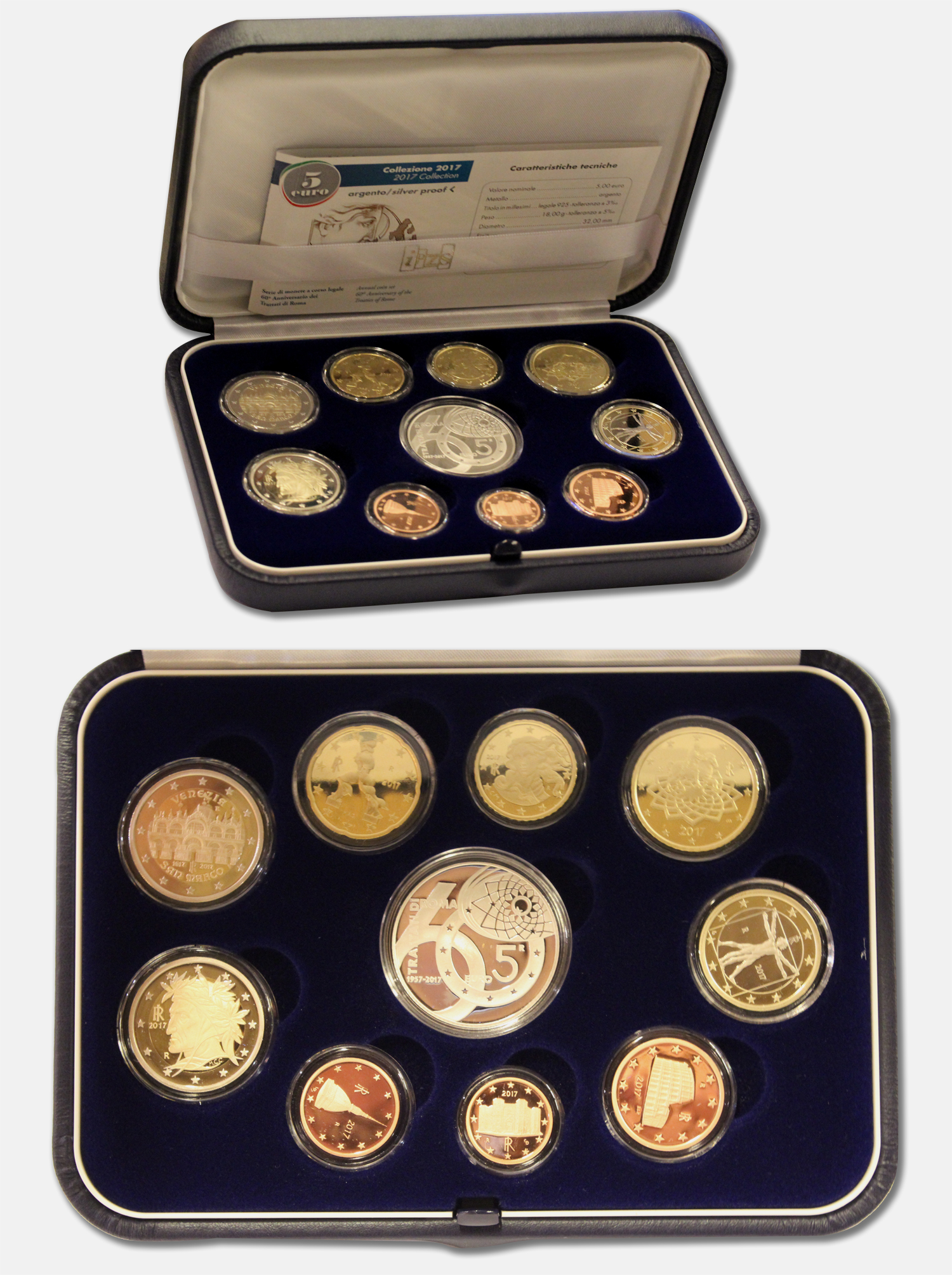 Monete da collezione - Italia - Repubblica italiana Euro - Serie  divisionali FS - Serie completa di 10 monete in confezione ufficiale con moneta  da 5 euro in Ag 60° Anniv. Trattati di Roma
