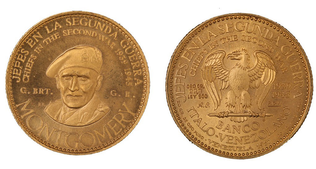 Banco Italo Venezuelano "Montgomery" - Caciques gr. 22,20 in oro 900/000