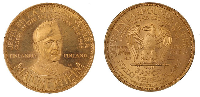 Banco Italo Venezuelano "Mannerheim" - Caciques gr. 22,20 in oro 900/000