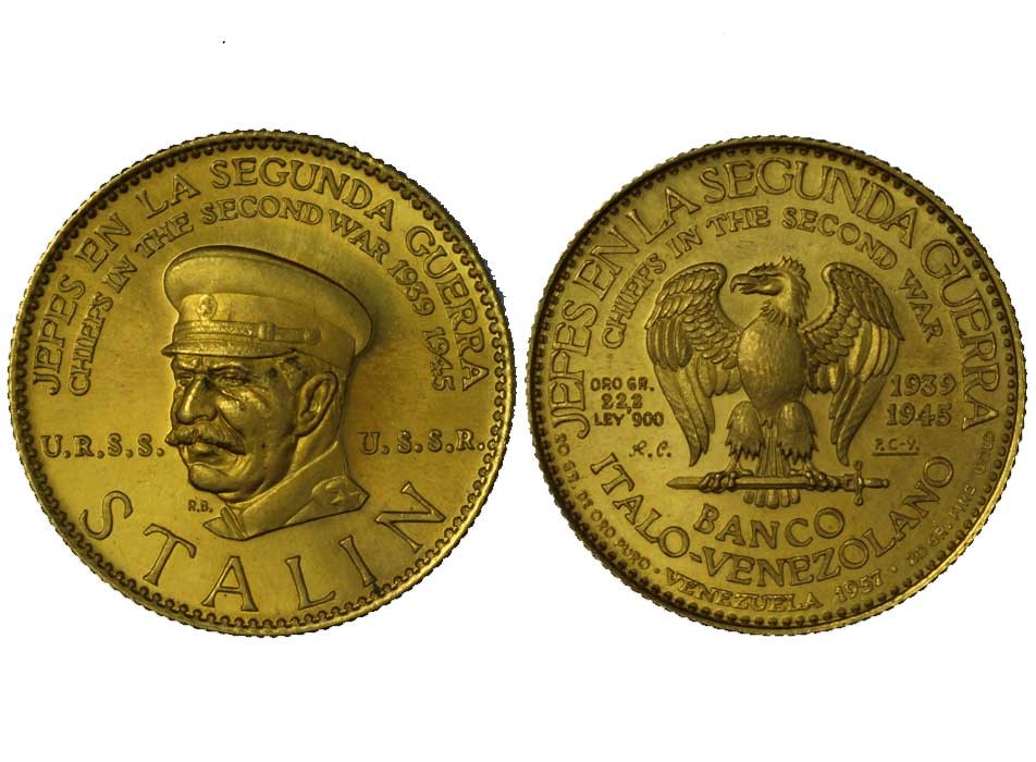 Banco Italo Venezuelano "Stalin" - Caciques gr. 22,20 in oro 900/000