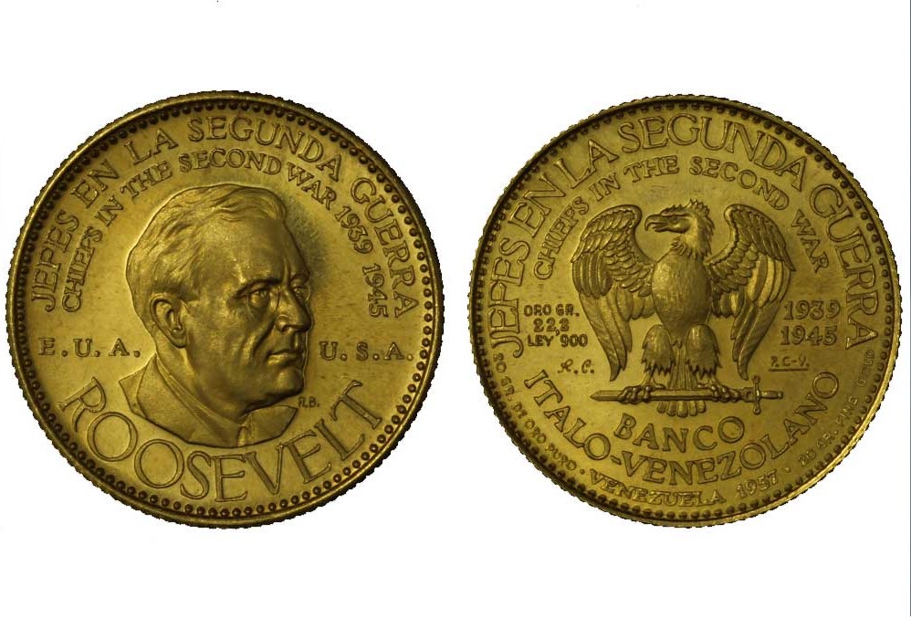 Banco Italo Venezuelano "Roosevelt" - Caciques gr. 22,20 in oro 900/000
