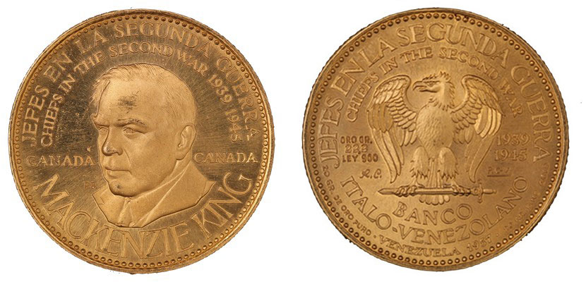 Banco Italo Venezuelano "Mackenzie King" - Caciques gr. 22,20 in oro 900/000