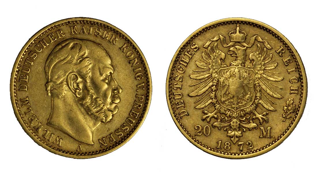 Guglielmo I - 20 Marchi gr. 7,96  in oro 900/000