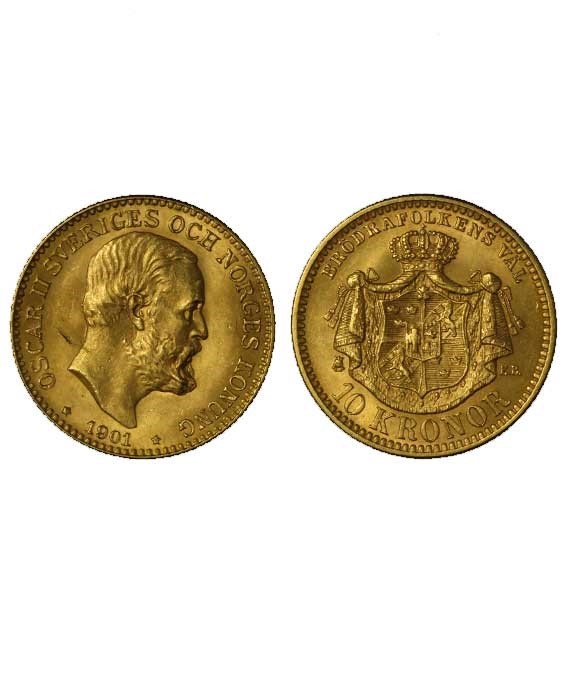 Re Oscar II - 10 corone gr. 4,48 in oro 900/000