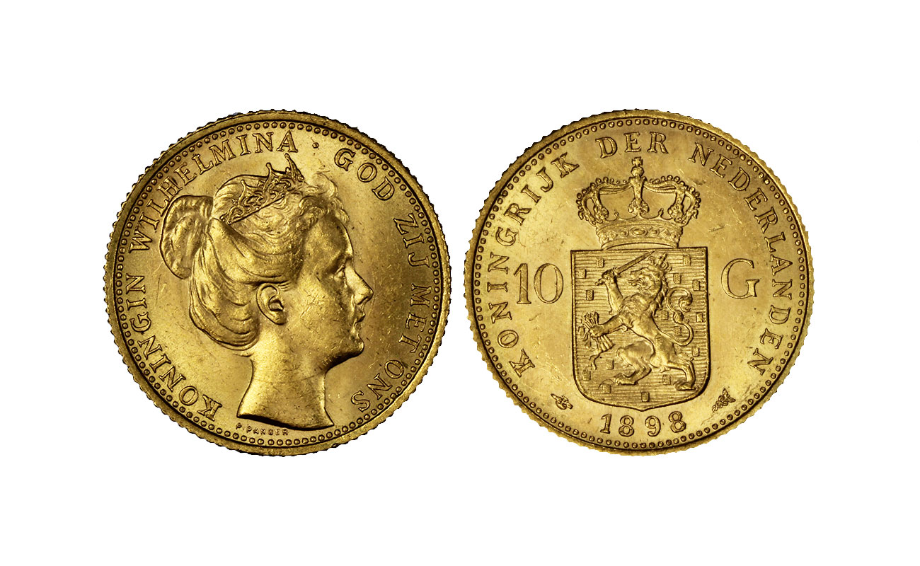 Regina Guglielmina - 10 gulden gr.6,73 in oro 900/