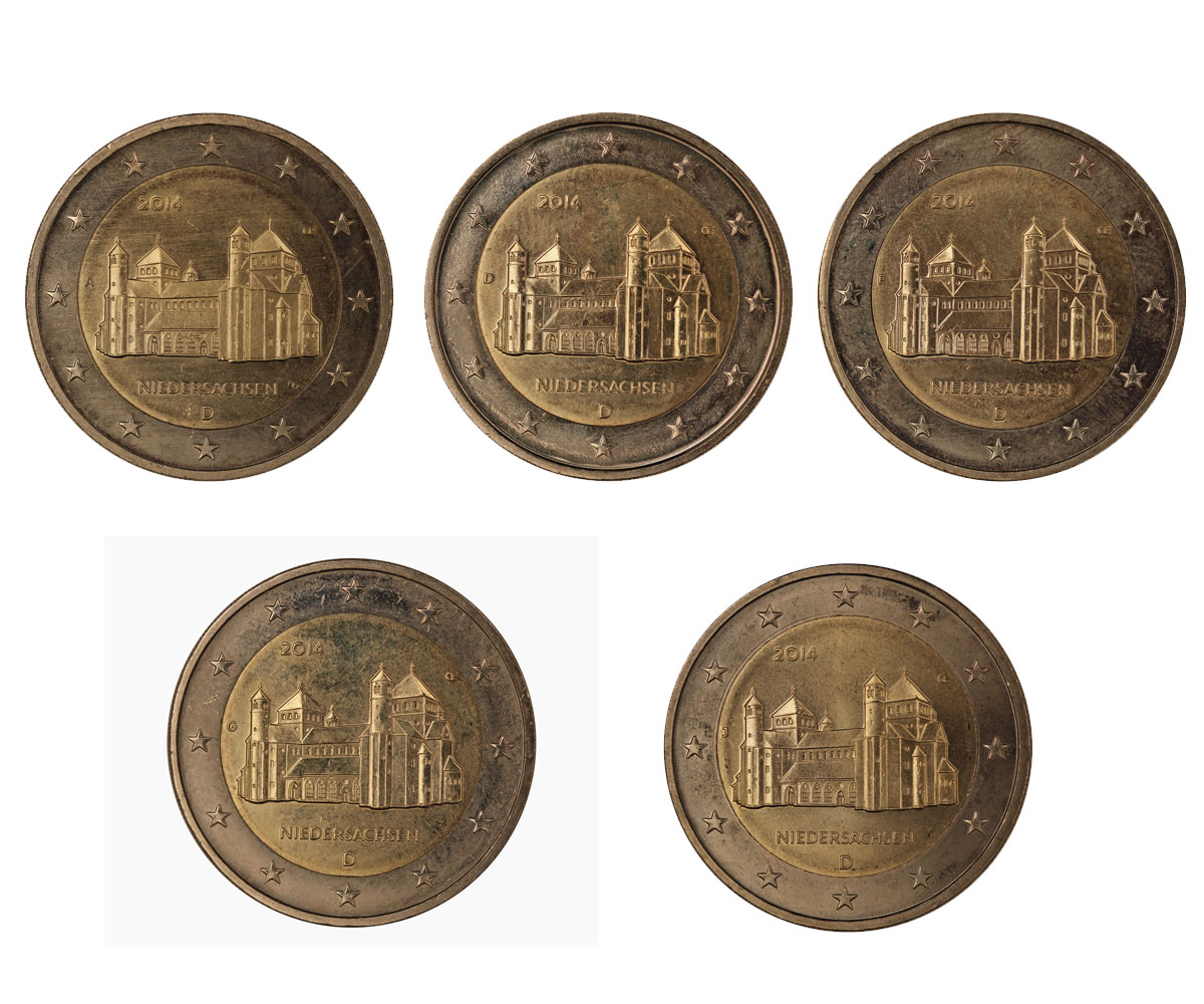 "Niedersachsen" - zecche A-D-F-G-J - serie di 5 monete da 2 euro