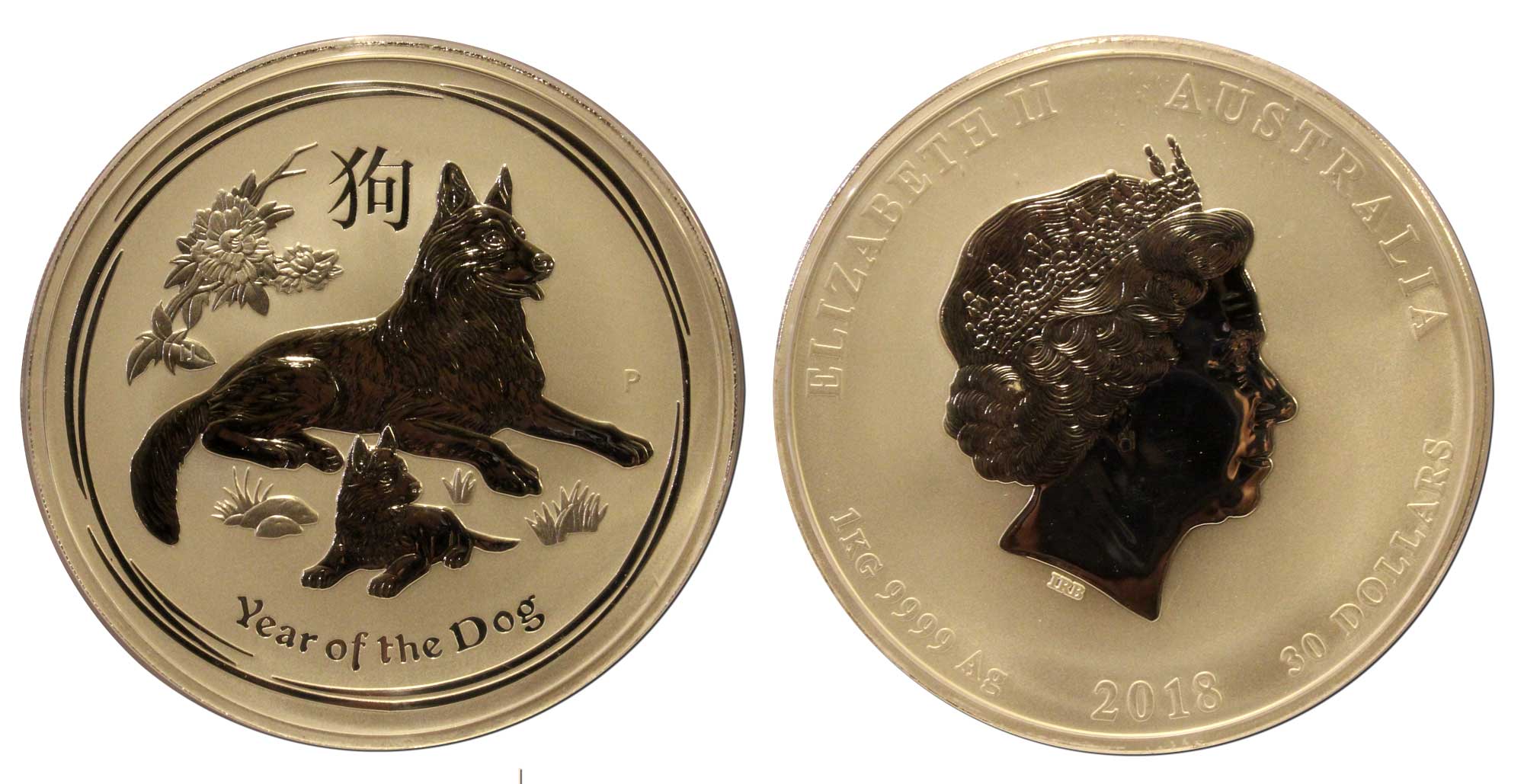 Calendario Cinese Nuovo Tipo - Anno del Cane - moneta da 30 dollari peso 1 KG in ag. 999/ PREZZO SPECIALE