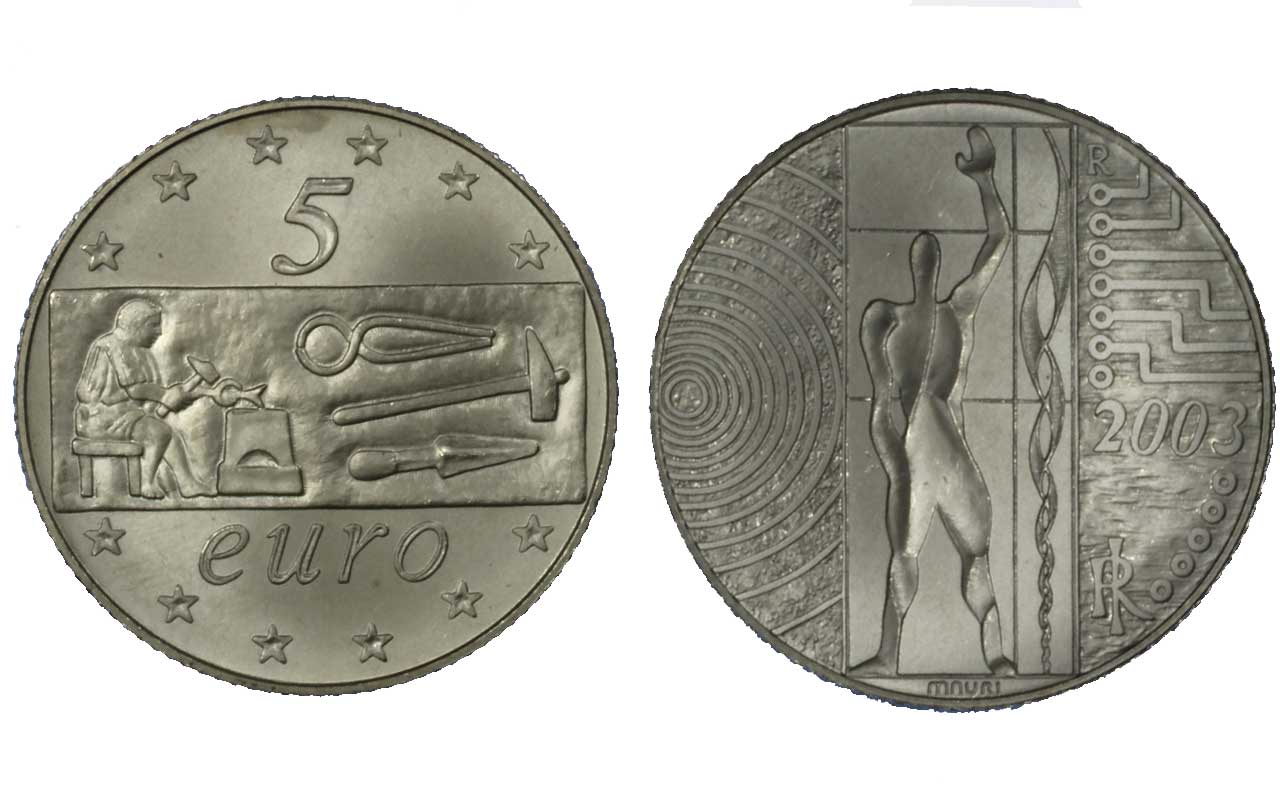 5 euro gr. 18,00 in ag. 925/000 - Lotto di 10 pezzi