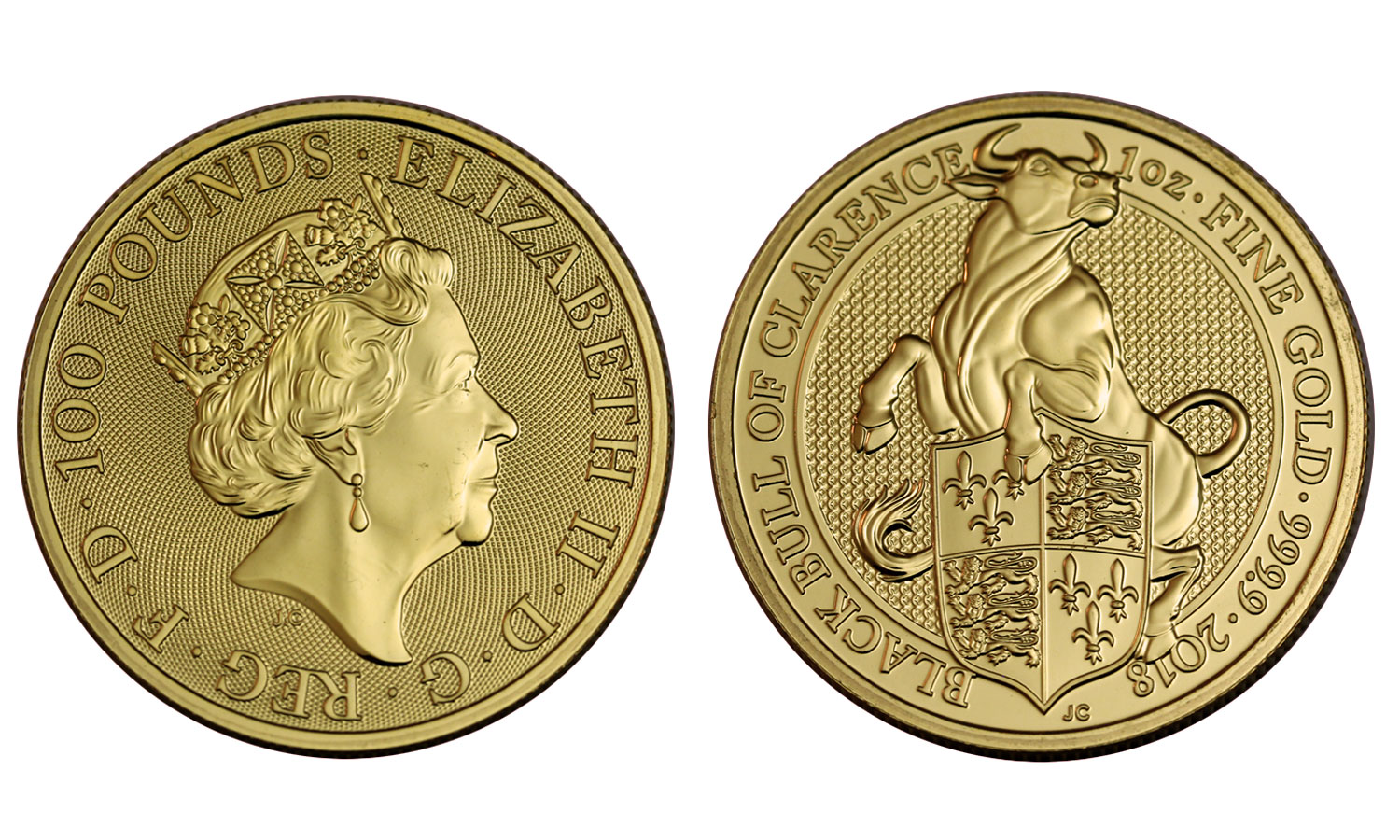 "Queen's beasts: Black Bull of Clarence" - Regina Elisabetta II - Oncia gr. 31,103 in oro 999/