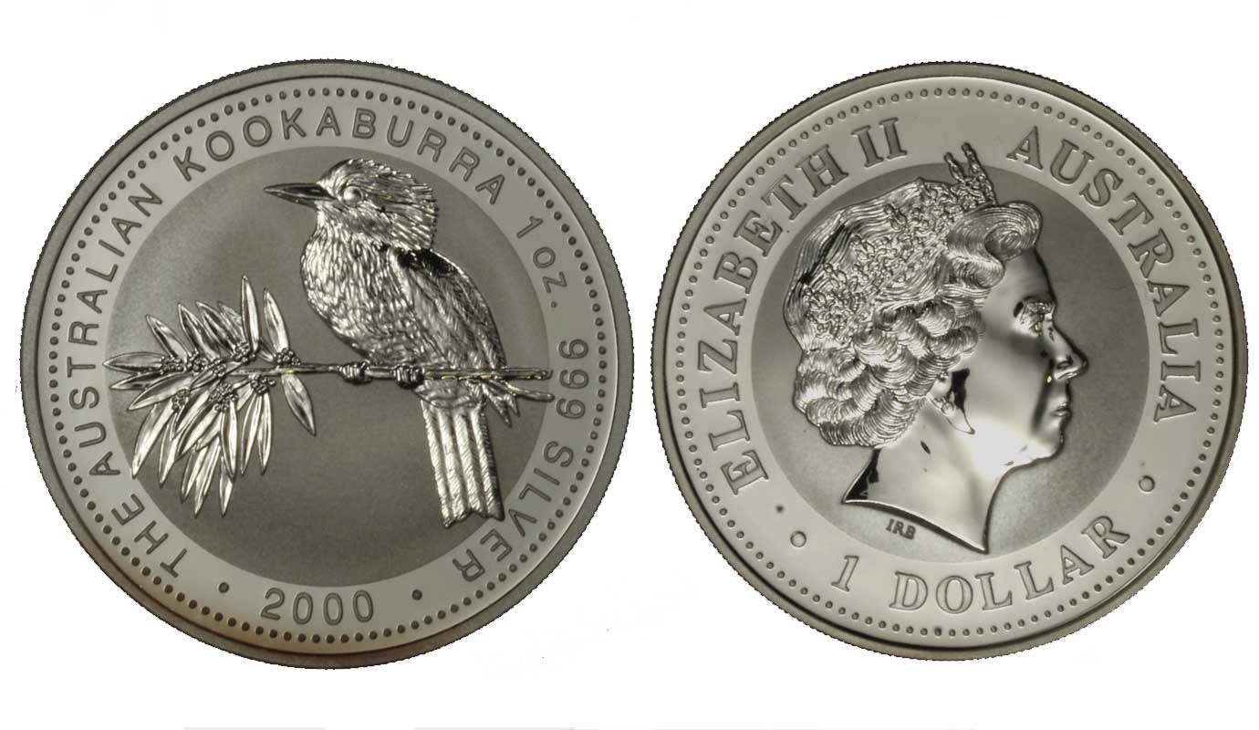 "Kookaburra" - moneta da 1 dollaro gr. 31,103 (1 oz) in argento 999/°°°