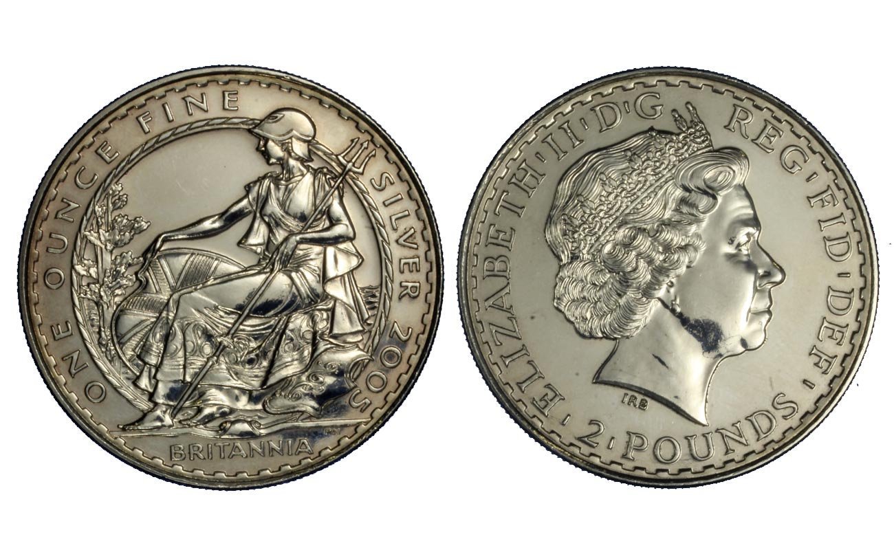 "Britannia" - Regina Elisabetta II - Oncia gr. 32,45 in arg. 958/