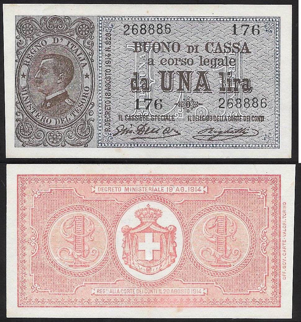 Vittorio Emanuele III - una lira - retro stemma sabaudo - dec. min. 28-12-1917
