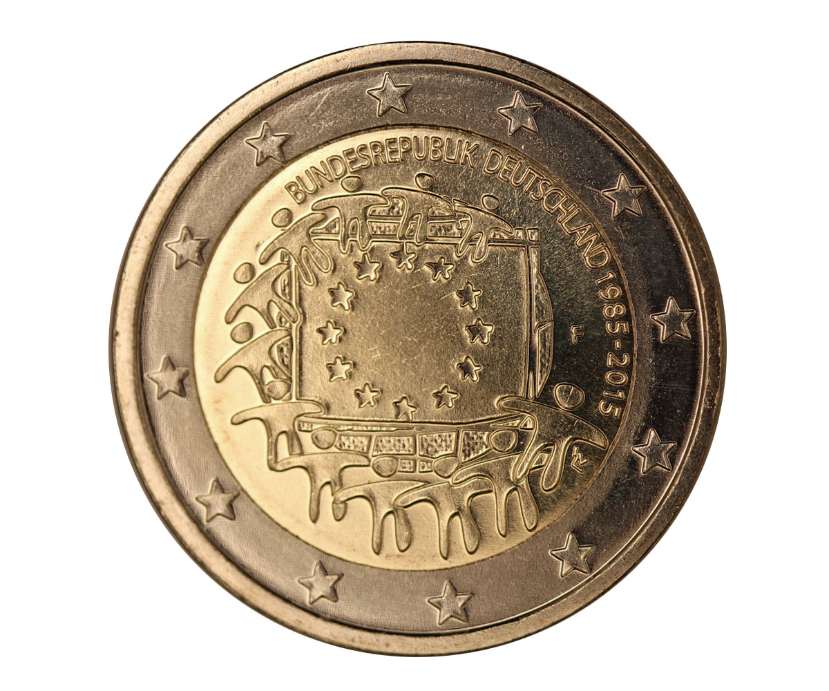 "30 Ann. della Bandiera Europea" - zecca F - moneta da 2 euro
