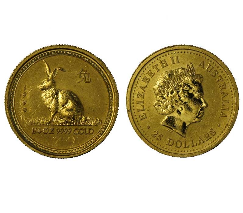 Calendario Cinese - Anno del Coniglio - 25 dollari - 1/4 di oncia gr. 7,77 in oro 999/000 - conserv. SPL