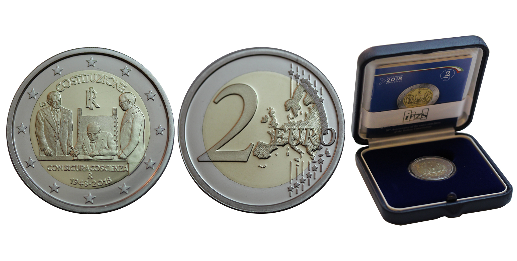 70 Anniversario della Costituzione Italiana - 2 Euro in confezione ufficiale