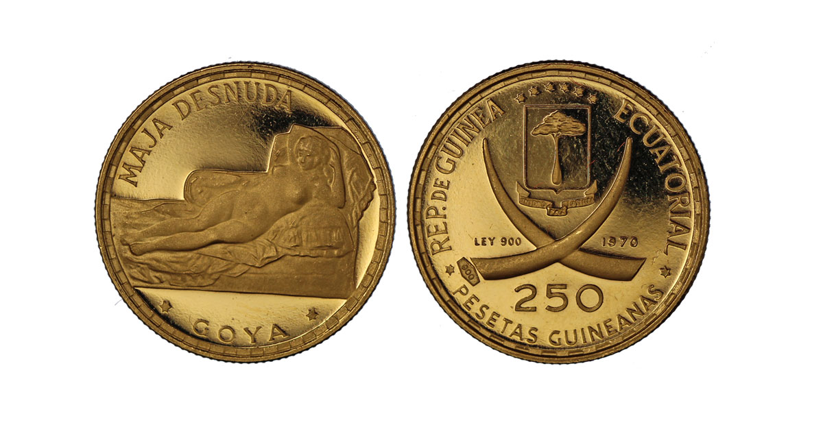 Maja Desnuda - 250 pesetas gr. 3,51 in oro 900/000
