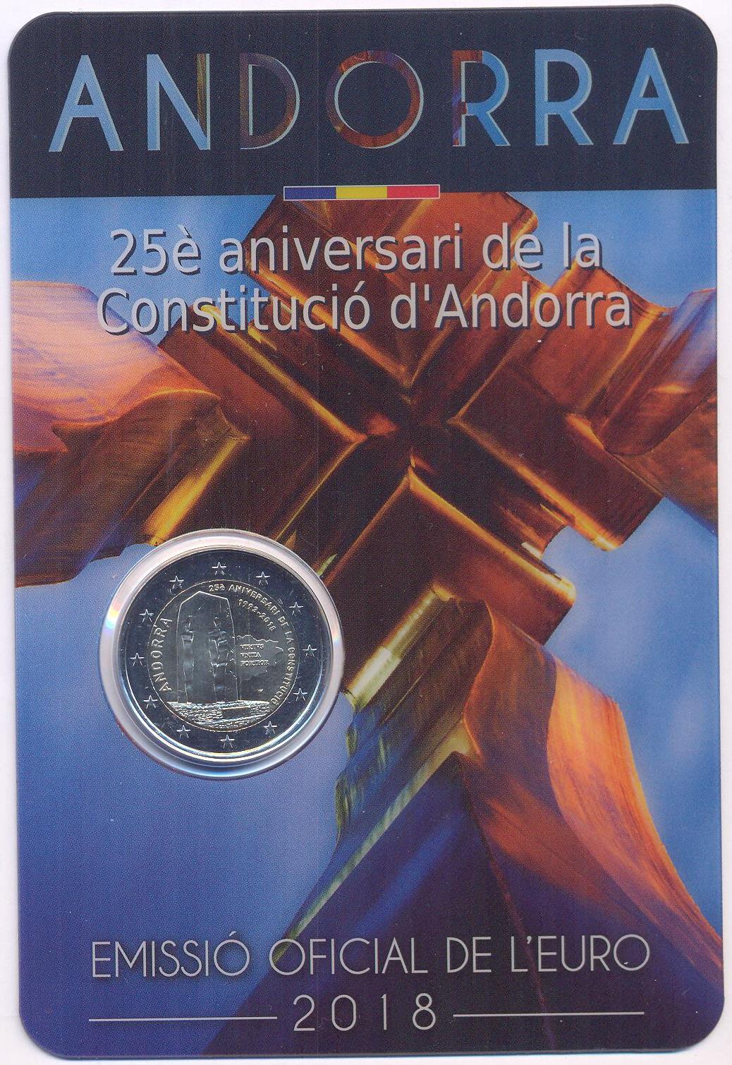"25 anniversario della Costituzione di Andorra" - moneta da 2 euro in blister