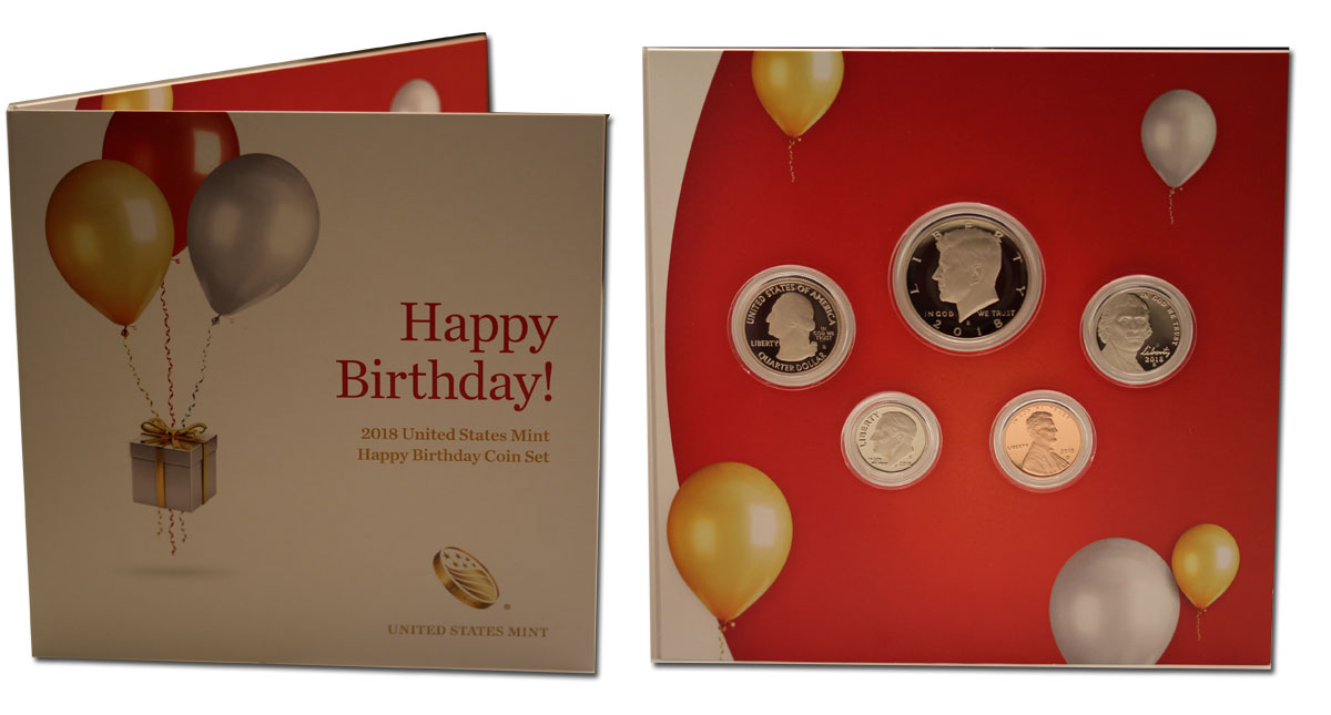 Set augurale "Buon Compleanno" - serie di 5 monete in folder personalizzabile