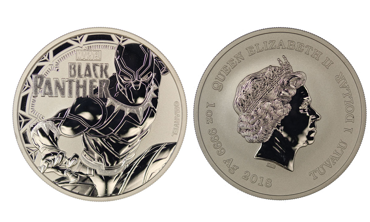 "Marvel - Black Panther" - Moneta da 1 dollaro (1 oncia) gr. 31,10 in ag 999/