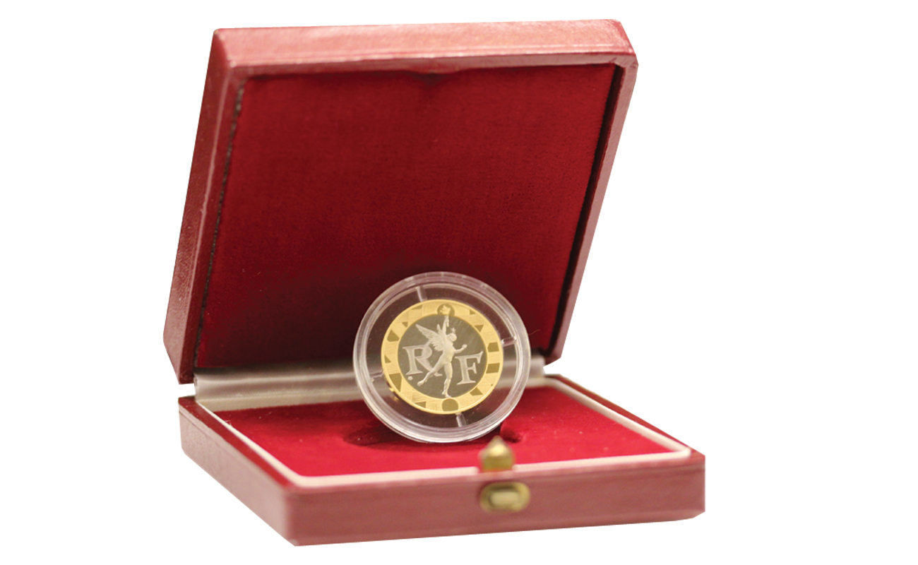 "Genio della Bastiglia" - 10 franchi gr. 12,00 in oro 920/000 nella corona e in oro 750/000 - conf originale