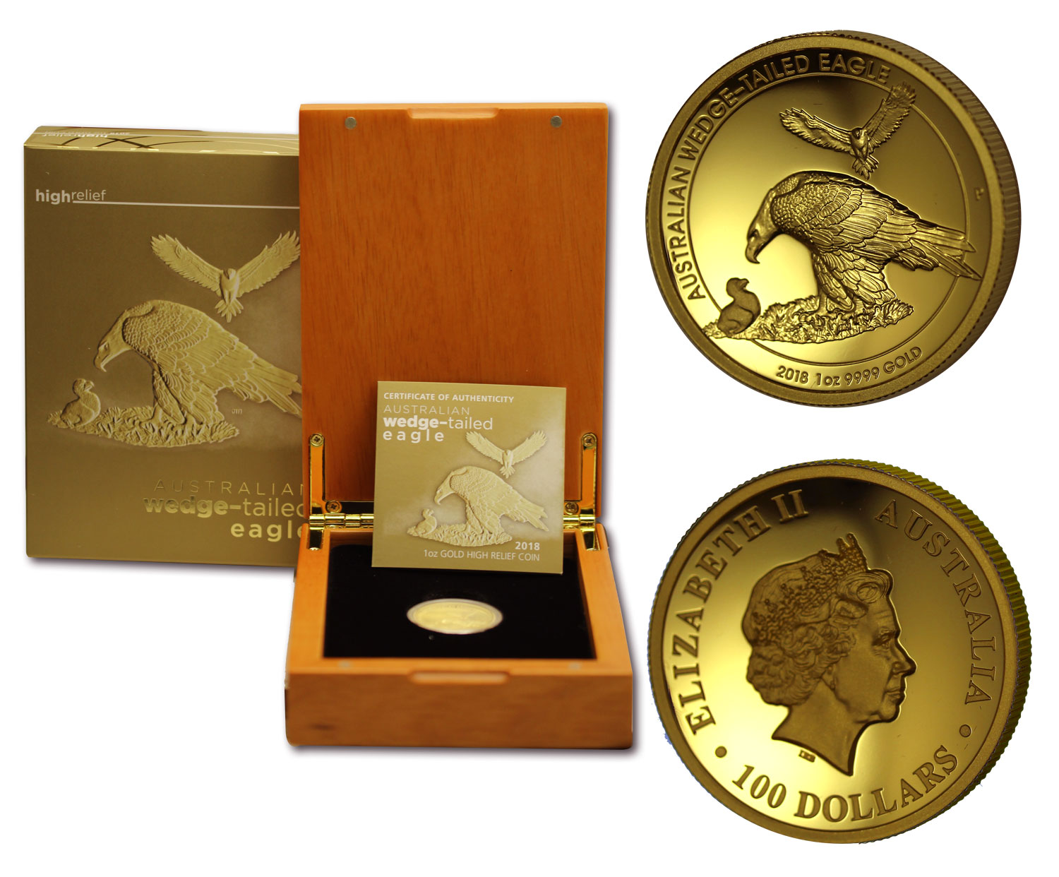 "Aquila Cuneata" - Moneta da 100 Dollari gr. 31,10 in oro 999/000 - Tiratura 500 pezzi 