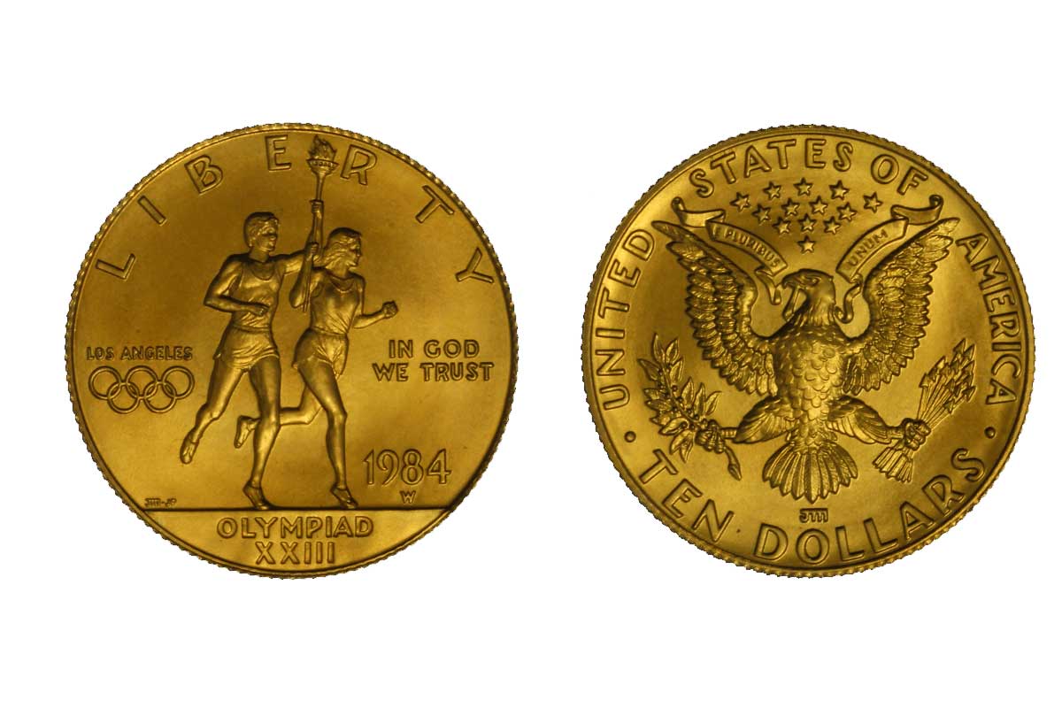 Olimpiadi Los Angeles - 10 dollari gr. 16,71 in oro 900/000 