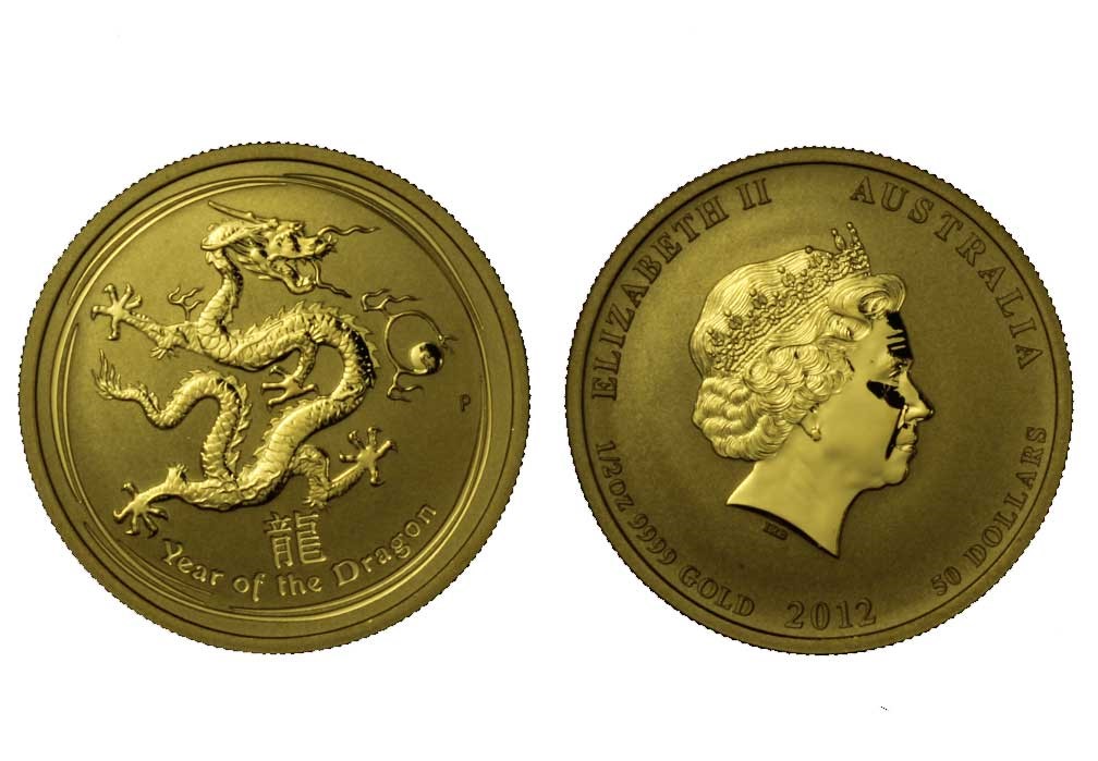 Calendario Cinese Anno del Dragone - 50 dollari gr. 15,55 in oro 999/000