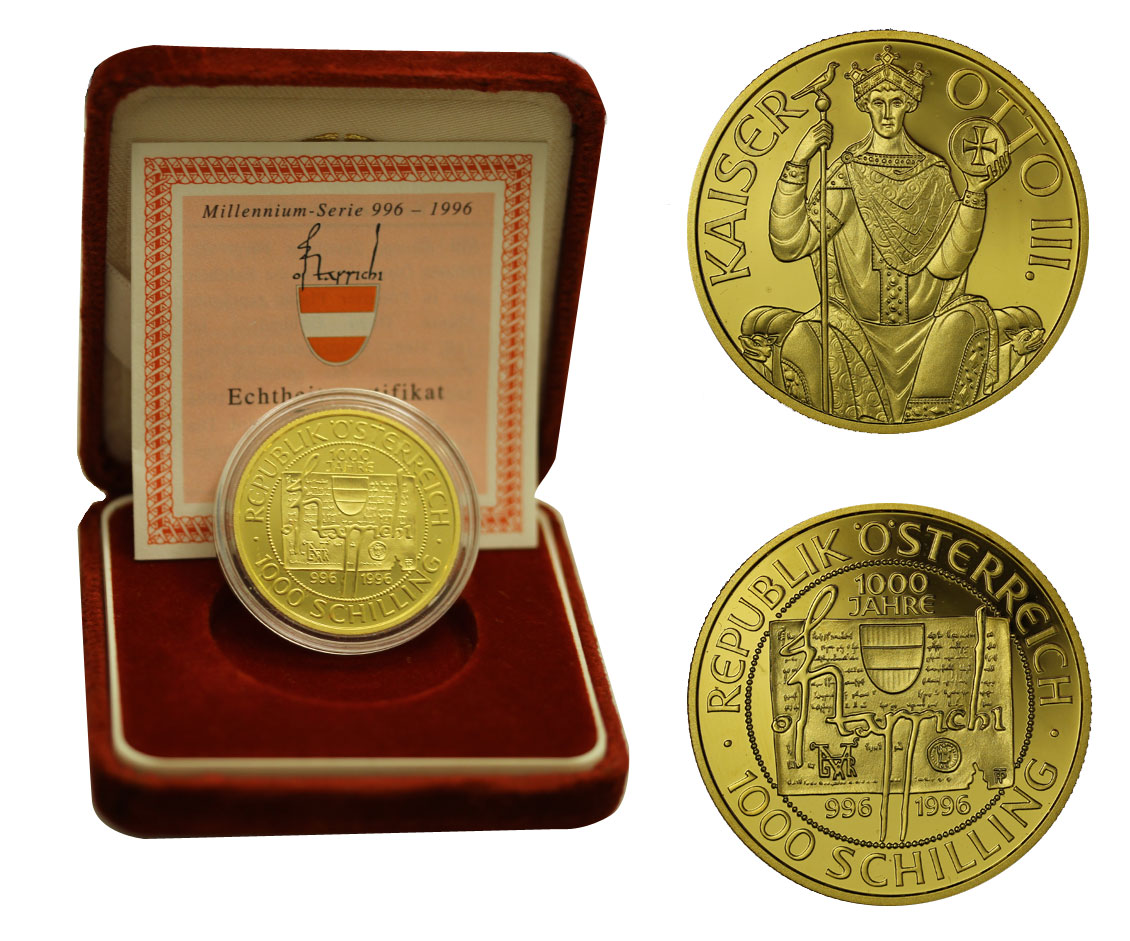 "Kaiser Otto III" - 1000 scellini gr. 16,23 in oro 986/000 - conf. originale