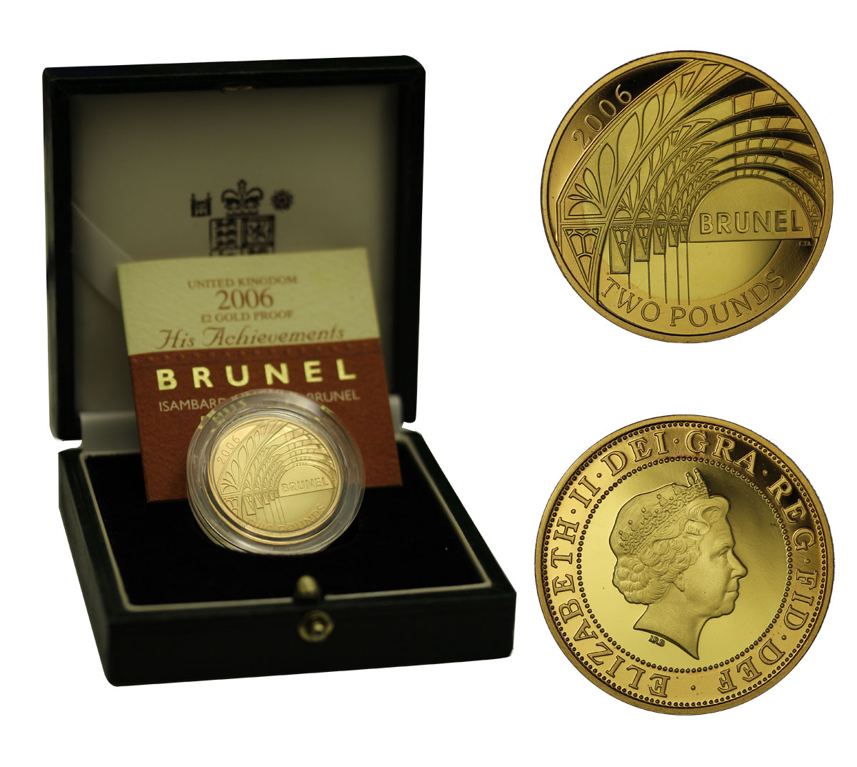 Brunel, the Achievements - 2 sterline gr. 15,96 in oro 917/000 - conf. originale