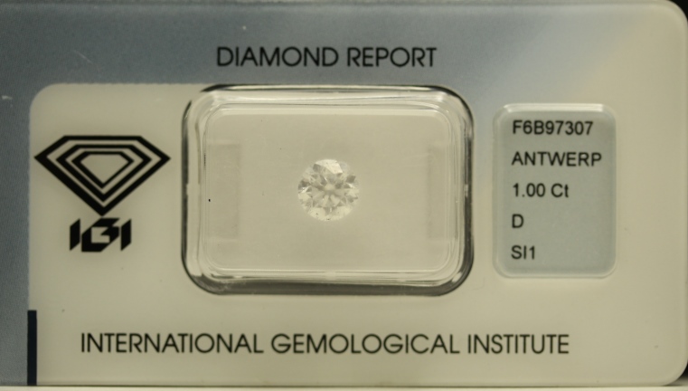 Diamante Rotondo a Brillante di ct. 1.00 - Purezza SI1 - Colore D - Certificato IGI Anversa