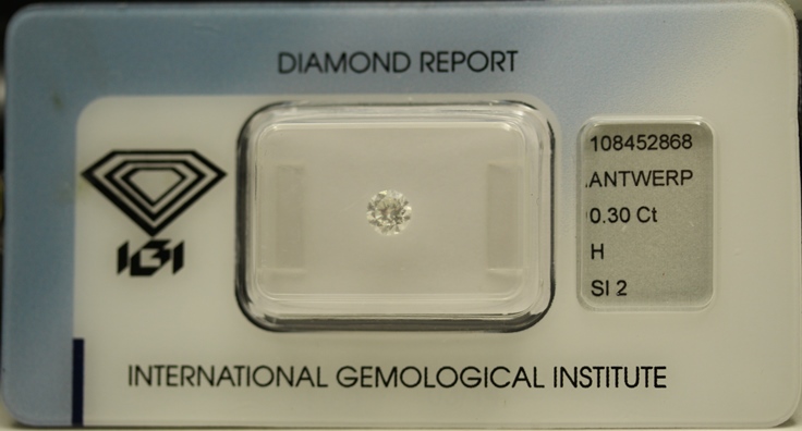 Diamante Rotondo a Brillante di ct. 0.30 - Purezza SI2- Colore H - Certificato IGI Anversa