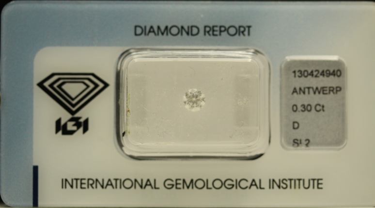 Diamante Rotondo a Brillante di ct. 0.30 - Purezza SI2- Colore D - Certificato IGI Anversa