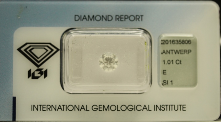 Diamante Rotondo a Brillante di ct. 1.01 - Purezza SI1 - Colore E - Certificato IGI Anvers0