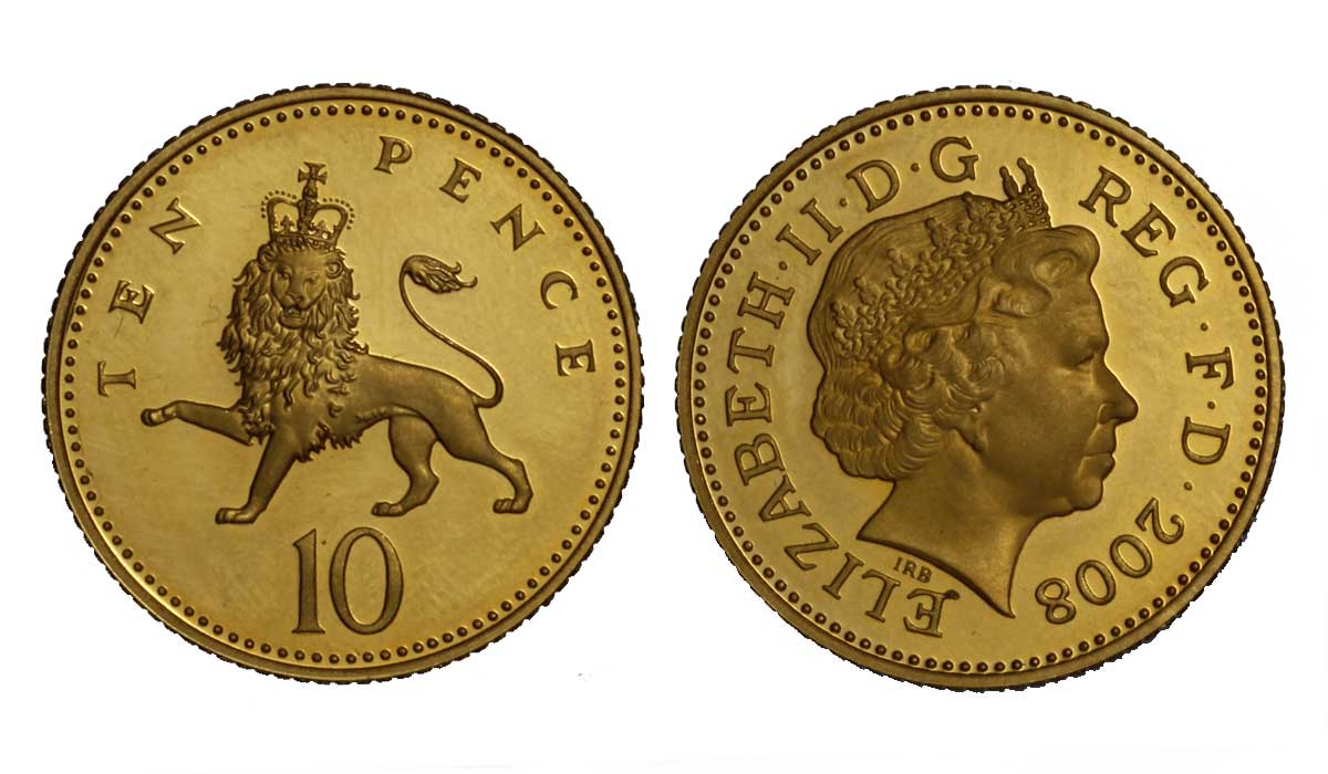 Regina Elisabetta - 10 pence gr. 12,65 in oro 917/000
