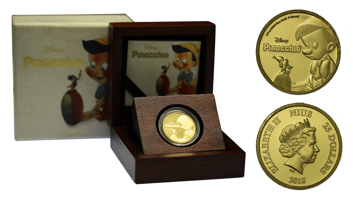 "Pinocchio" - 25 Dollari gr. 7,78 in oro 999/000 