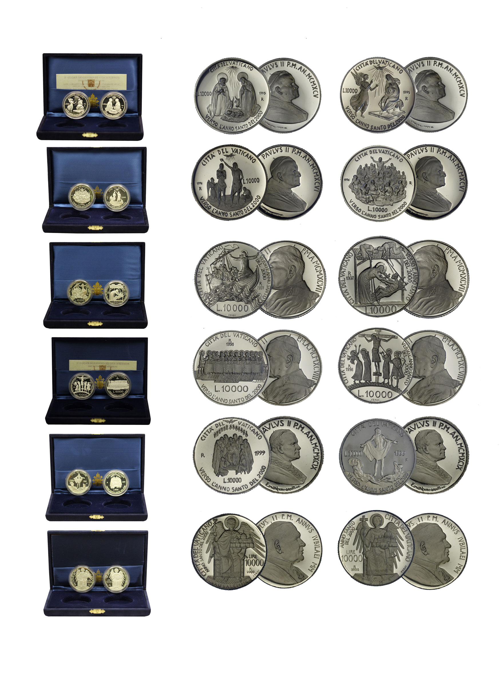 Verso l'Anno Santo del 2000 - Serie completa - 12 monete da 10000 Lire commemorative in argento