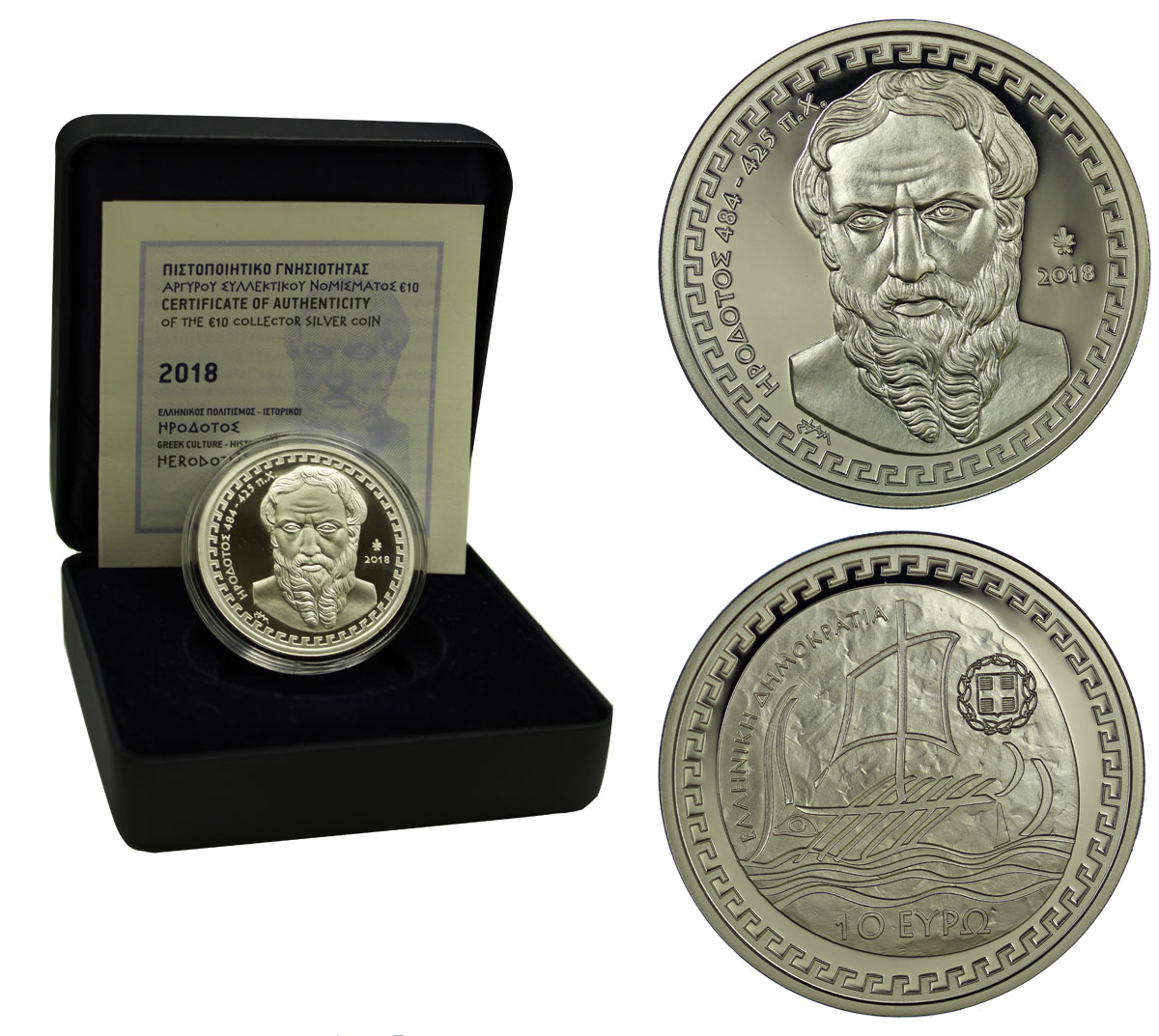 Erodoto - Moneta da 10 euro gr. 34,10 in ag. 925/000