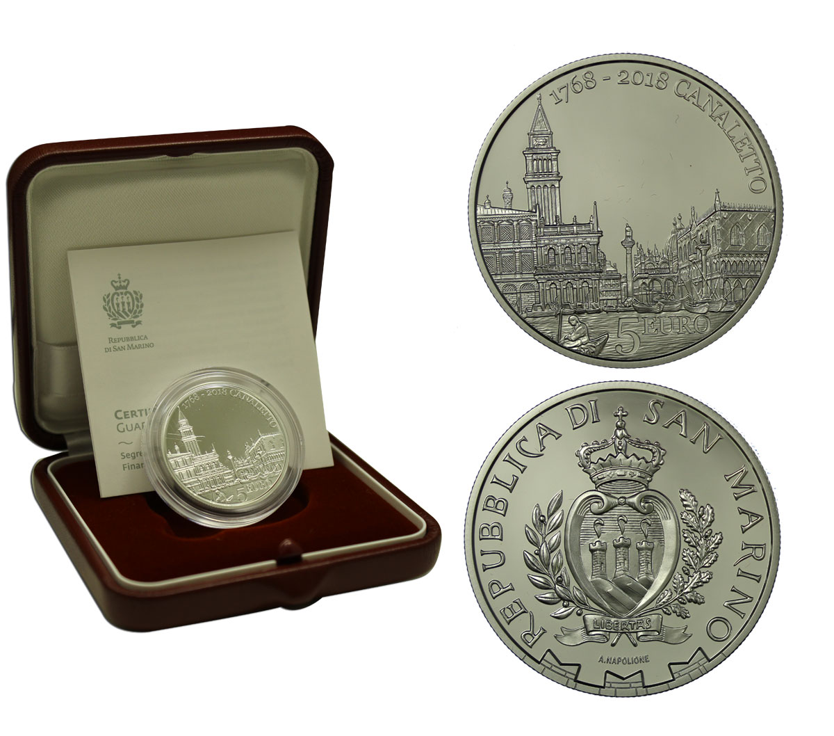 250 ANNIV. DELLA SCOMPARSA DEL CANALETTO - 5 Euro commemorativa in argento